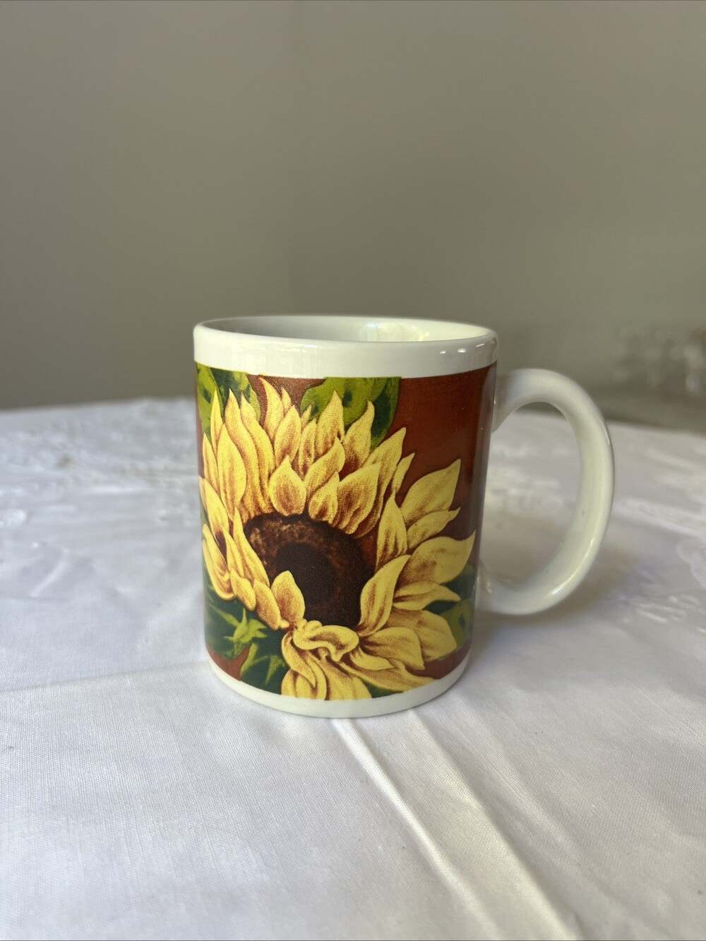 One (1) Sunflower Coffee Cups Cracker Barrel Mug Porcelain Family Blessings